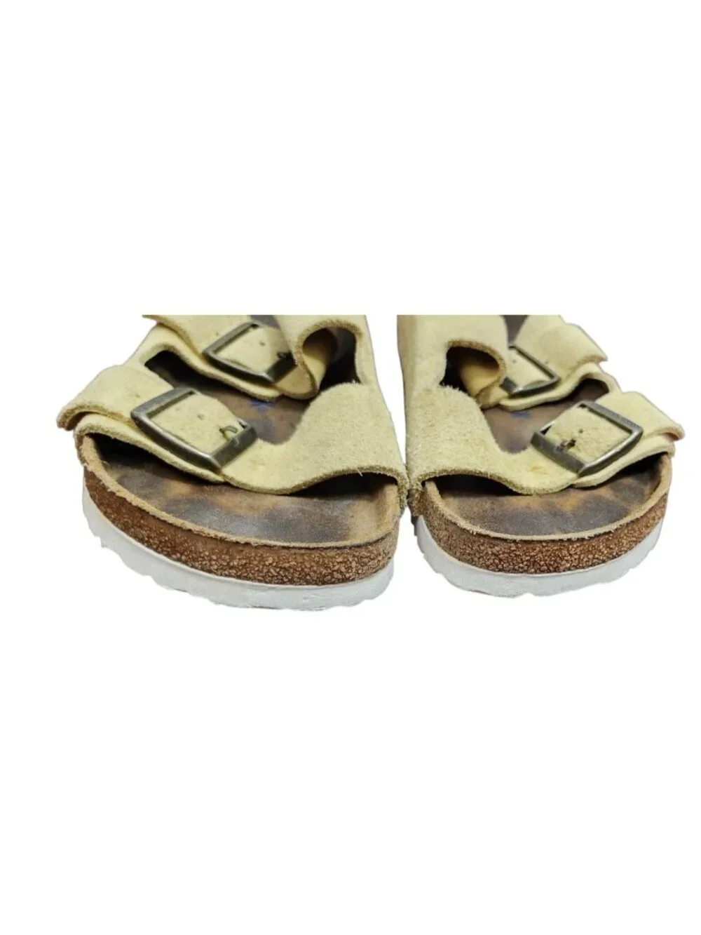 Birkenstock Arizona Sandals EU 39 US 8 Beige Suede Leather Double Strap Comfort